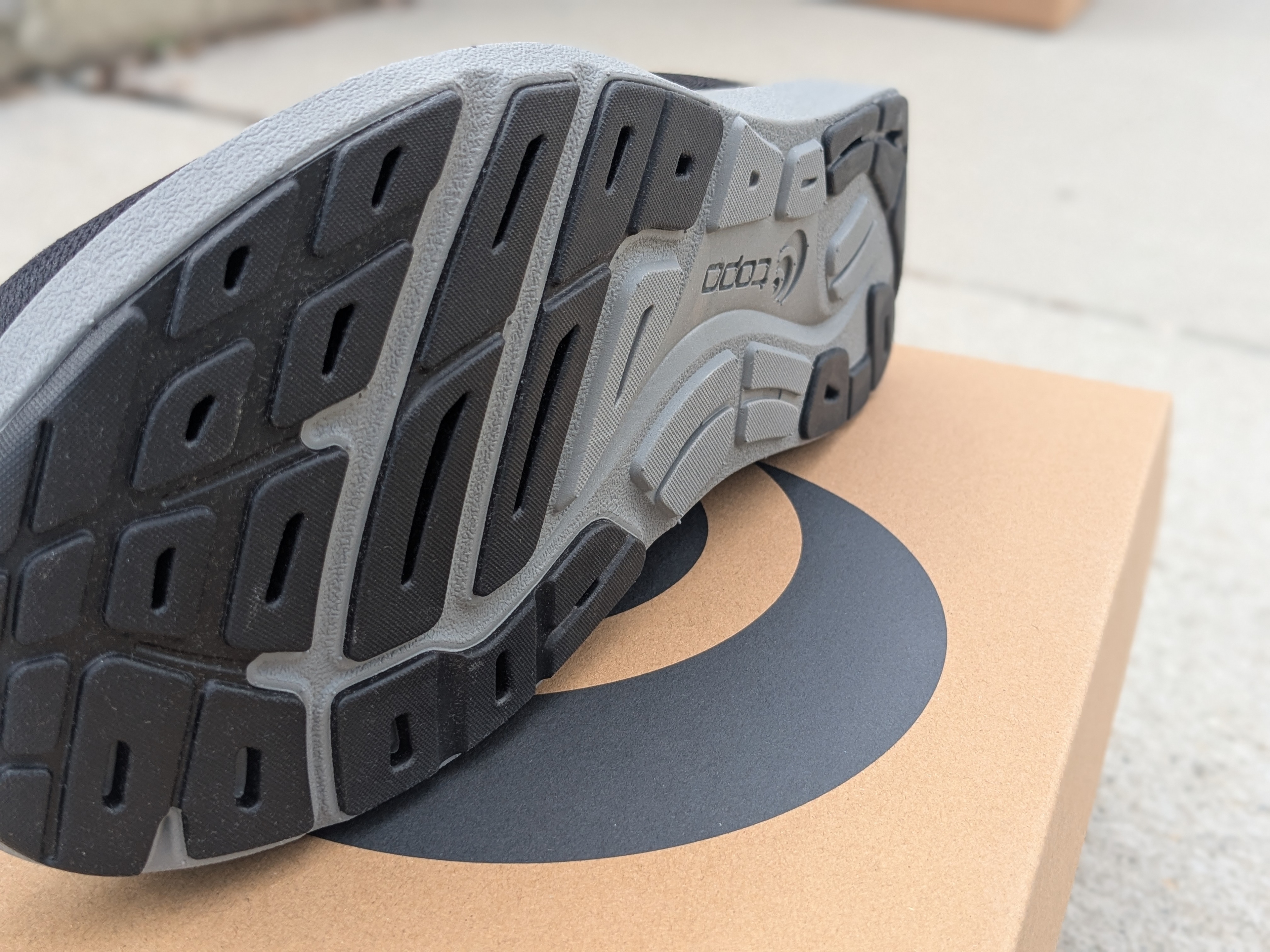 Topo Athletic ST-6 outsole showing partial rubber placement