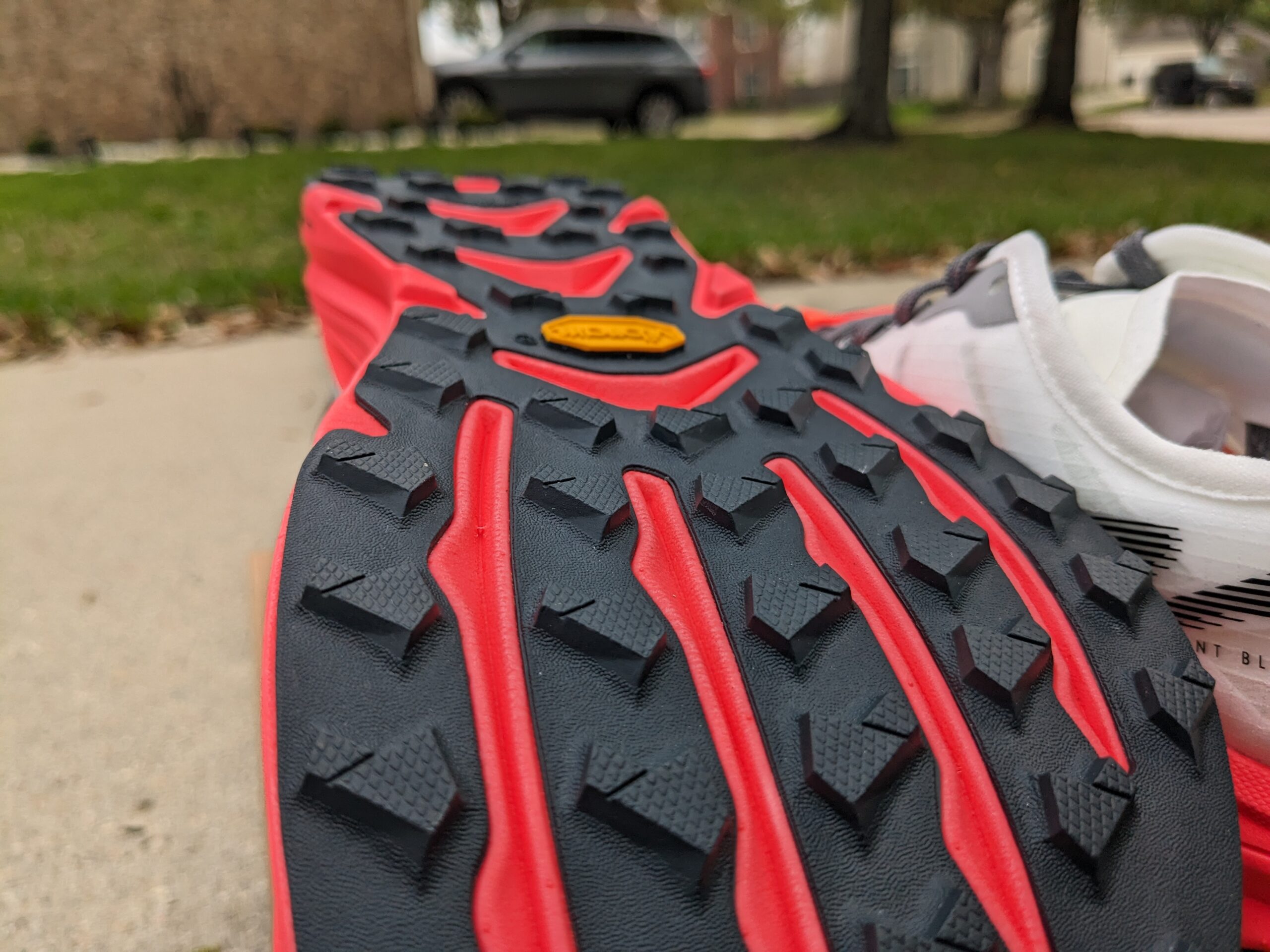 Altra Mont Blanc Carbon outsole showing Vibram Megagrip traction