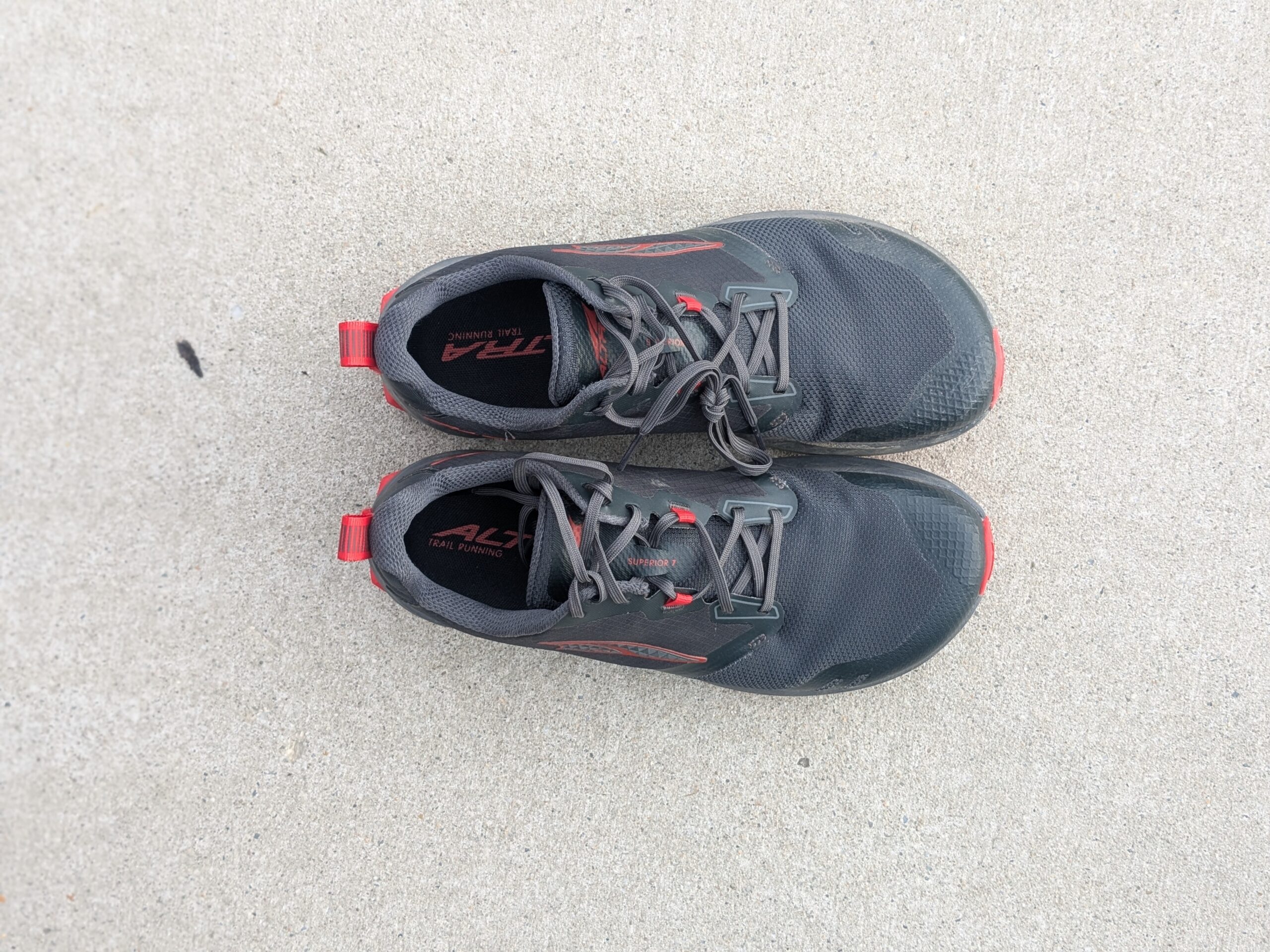 Altra Superior 7 fit showing shallow depth and foot-shaped toe box