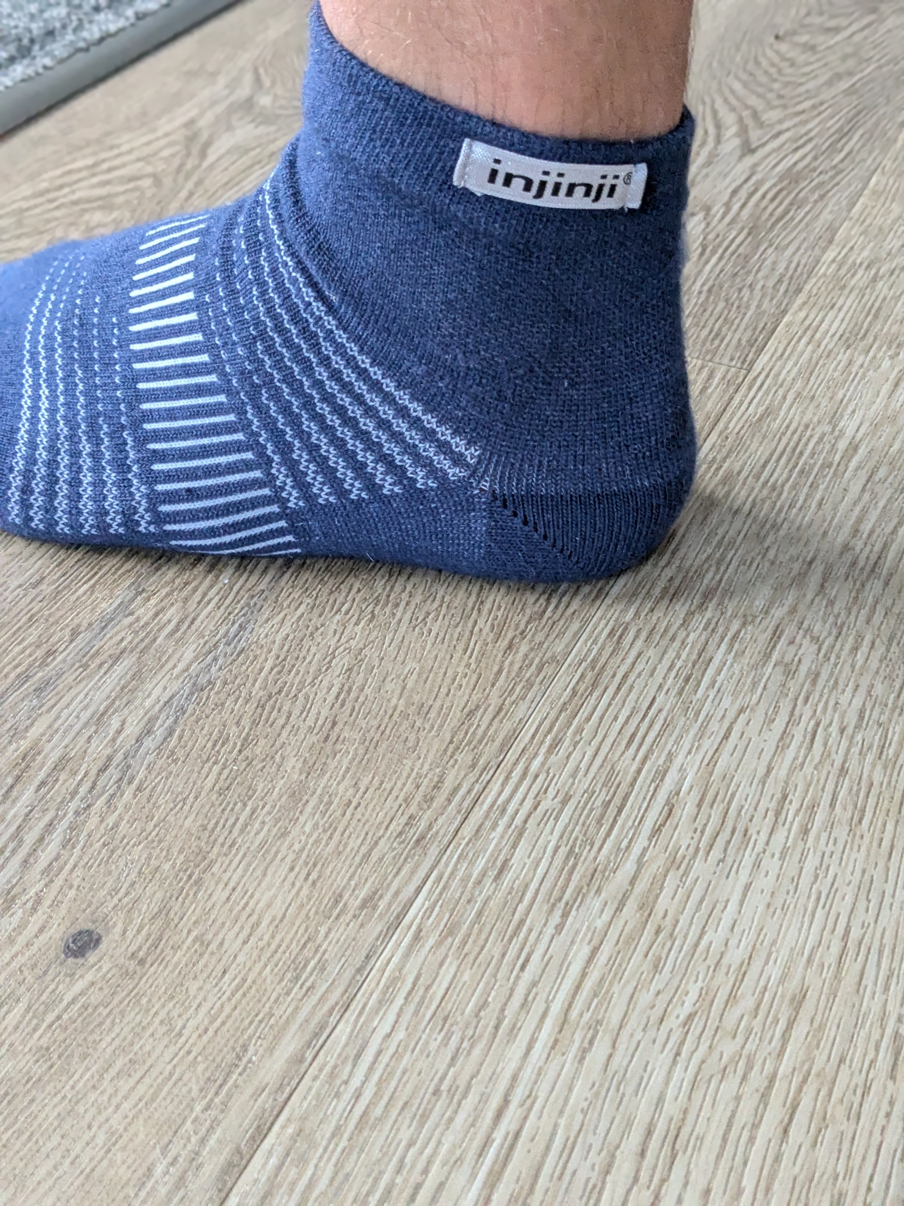 Injinji Run Original Weight Mini-Crew showing ankle coverage with Injinji logo visible